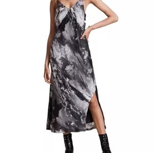 All Saints Black and White Midi Dress with Cutouts